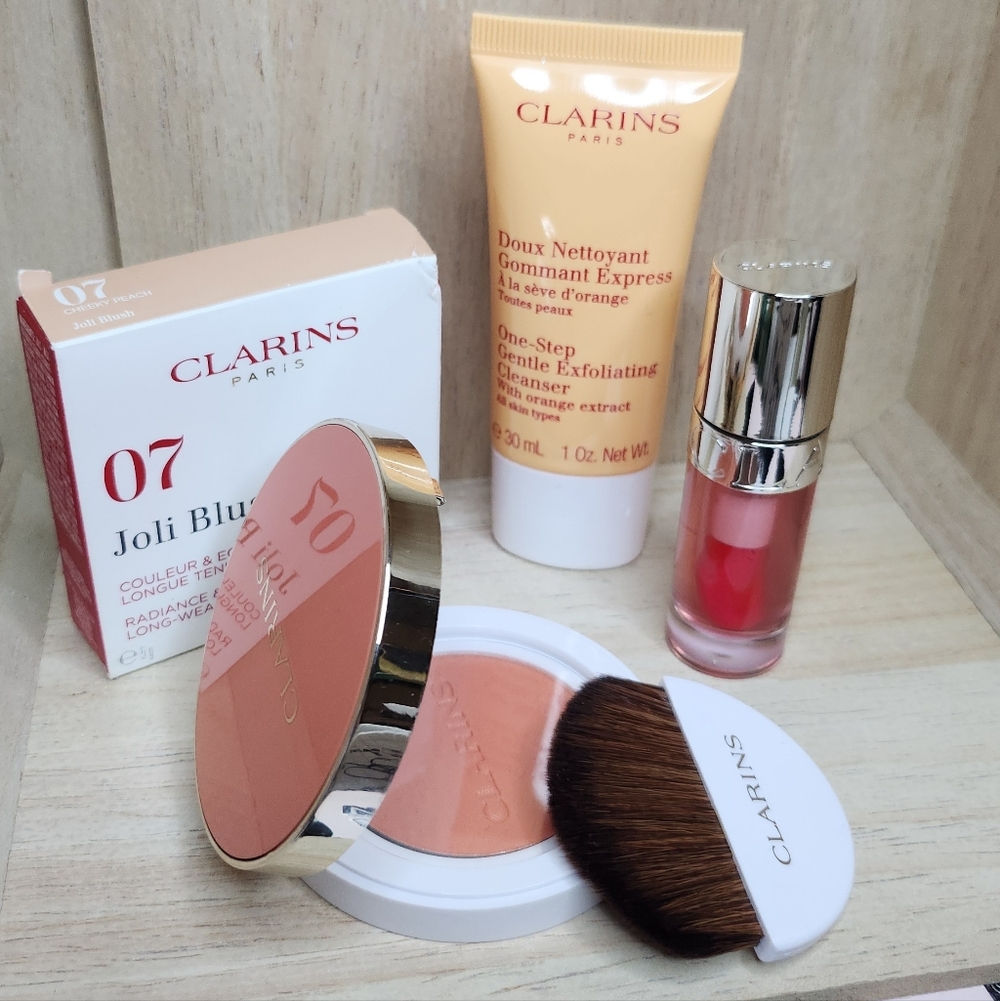 Clarins Joli Blush and Lip Gloss Set - Peach and Pink